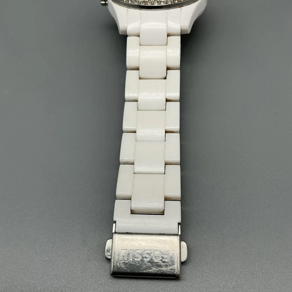 Fossil Stella ES-1967 Womens Watch 37mm White Dial White Resin New Battery 7
